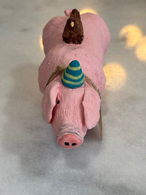 Ham and eggs ceramic sculpture