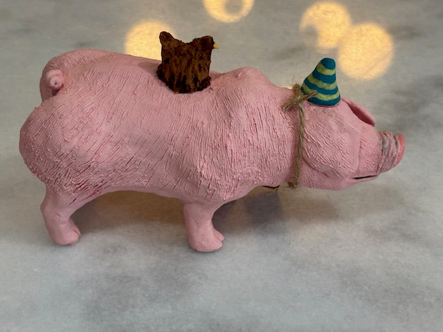 Ham and eggs ceramic sculpture