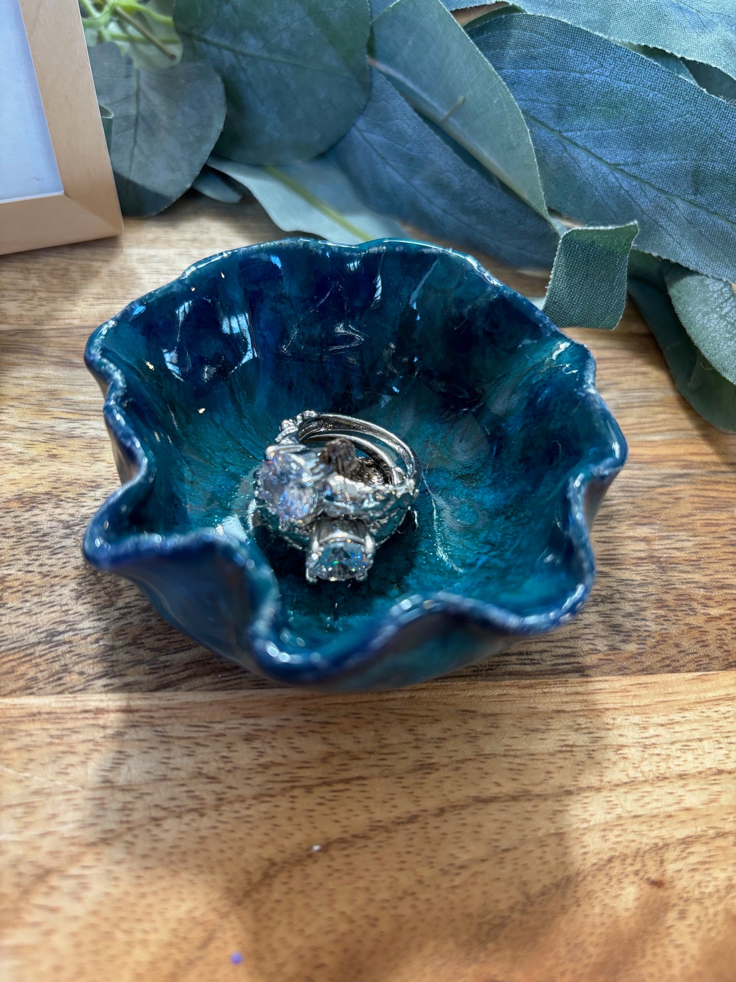 Jewelry holder handmade ceramic flower